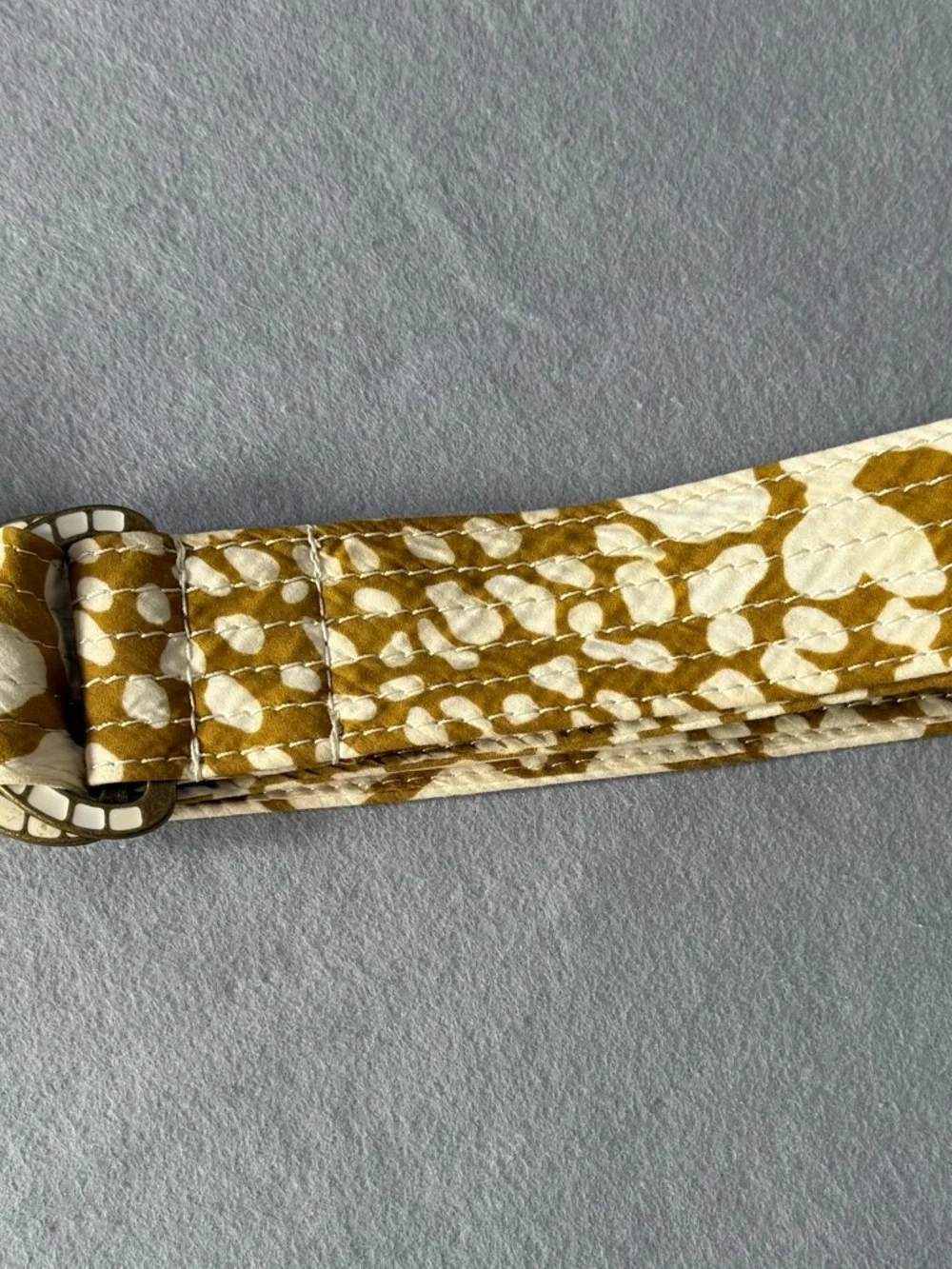 J. Crew Tan and White Quilted Cotton Belt with D Ring Buckle Vintage Boho - Picture 5 of 14